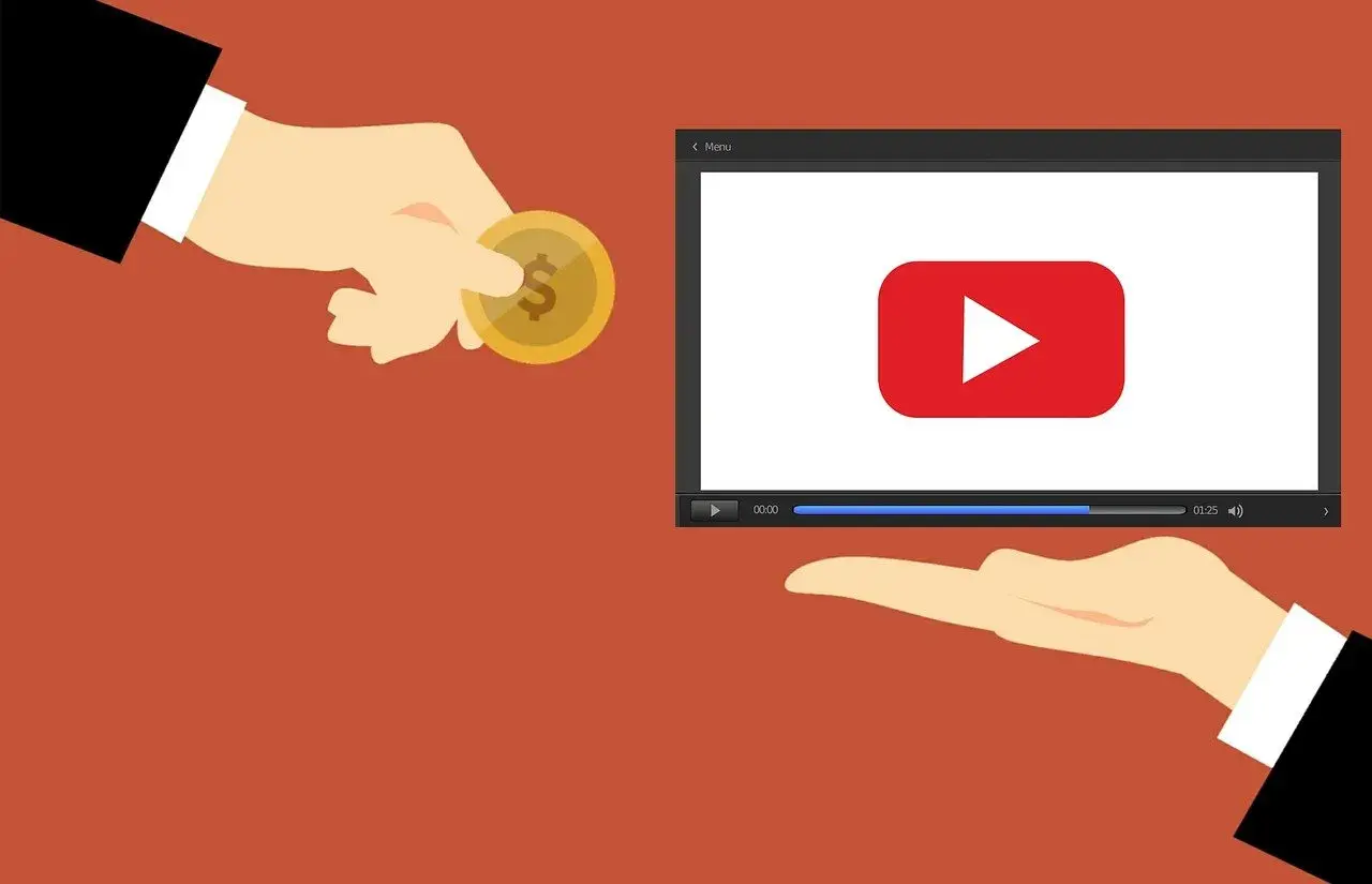 Dostajesz rekompensatę za opóźnienie dostawy w postaci monety, która spada na otwartą dłoń przed ekranem z logo YouTube.