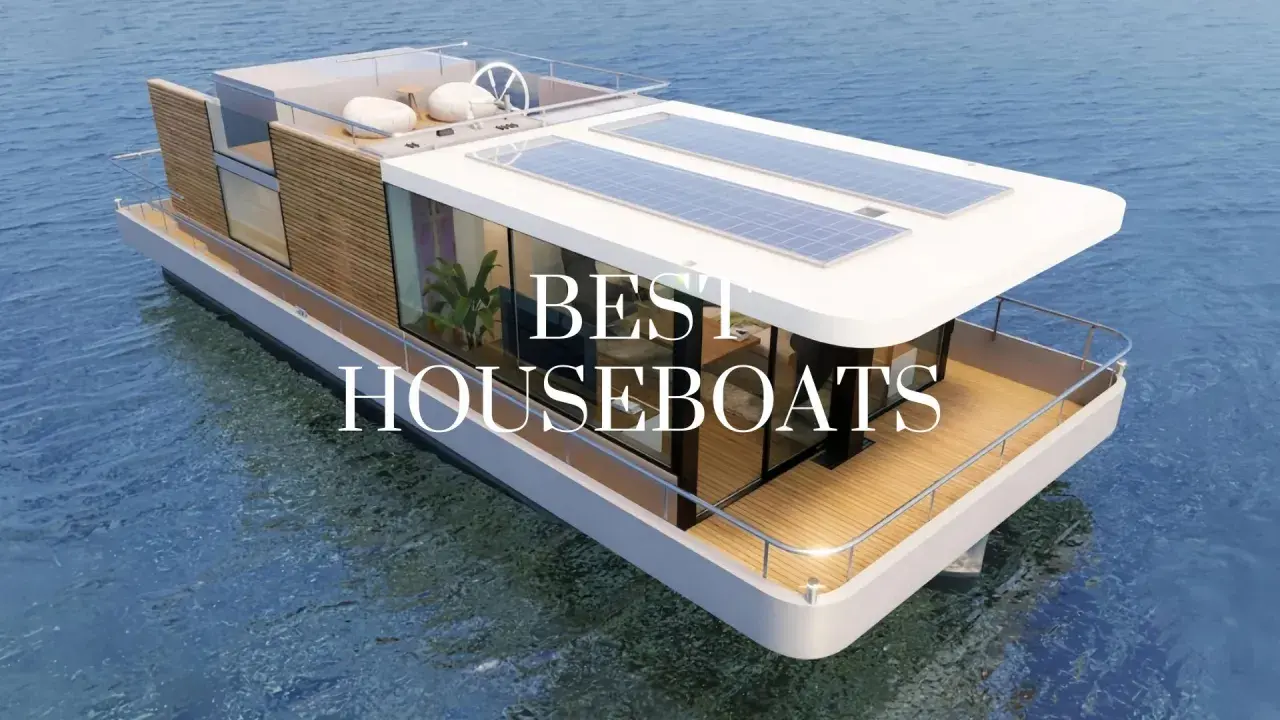 Nowoczesny houseboat z panelami słonecznymi, idealny dla każdego, kto szuka luksusowego domu na wodzie. Producent houseboatów oferuje komfort i styl.