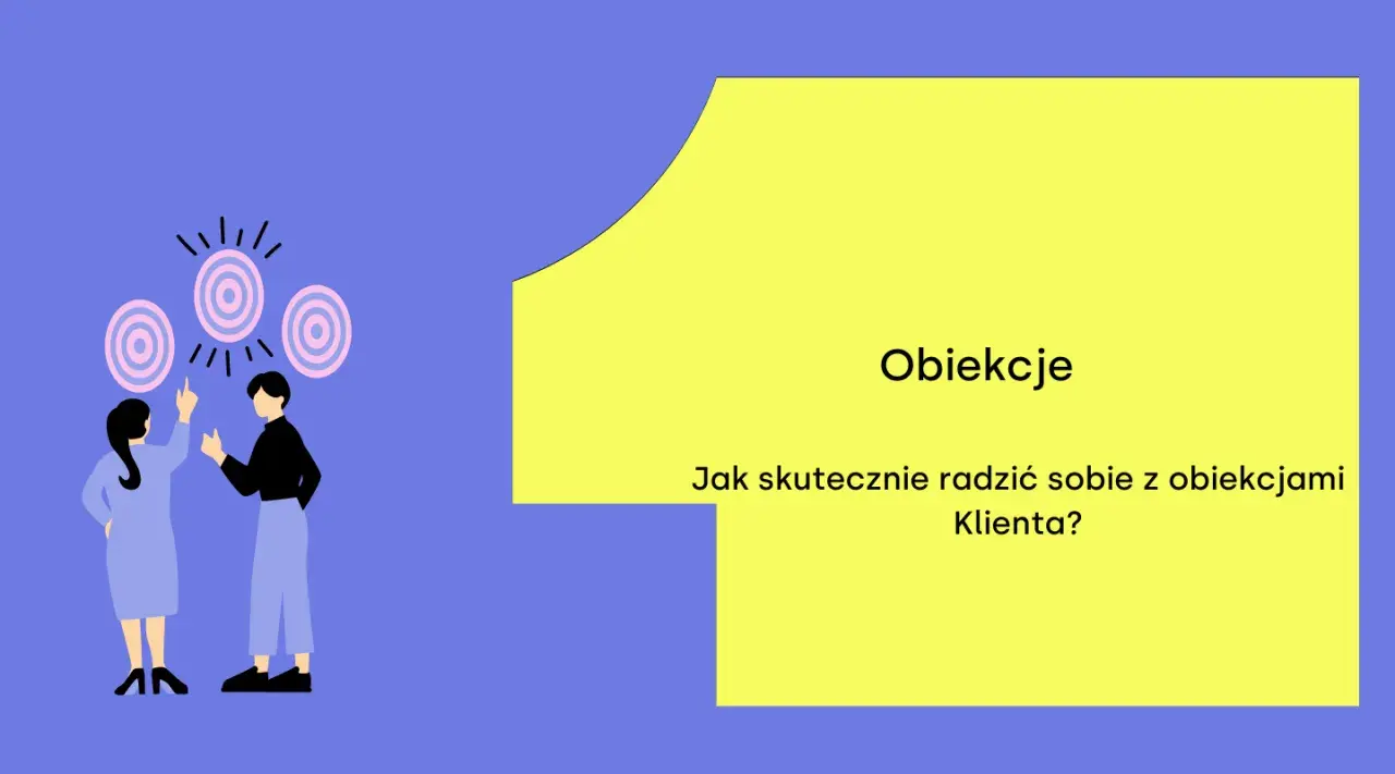 Dwie osoby dyskutują, celując w tarcze. Temat: zbijanie obiekcji klienta.