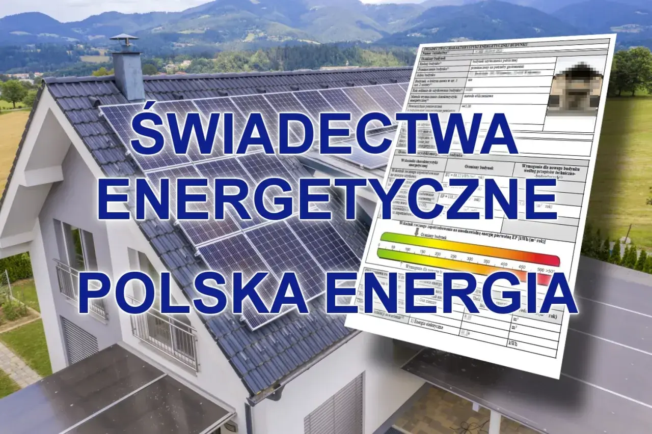 Co to jest świadectwo energetyczne? Dokument z analizą zapotrzebowania budynku na energię, z panelem słonecznym na dachu.