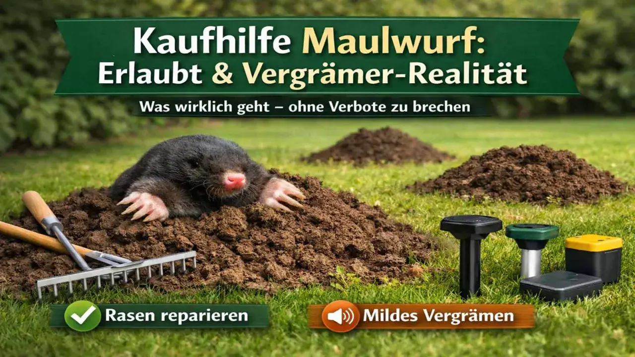 Ein Maulwurf im Garten? Hier erfährst du, was du tun kannst, um ihn sanft zu vergrämen und deinen Rasen zu reparieren.