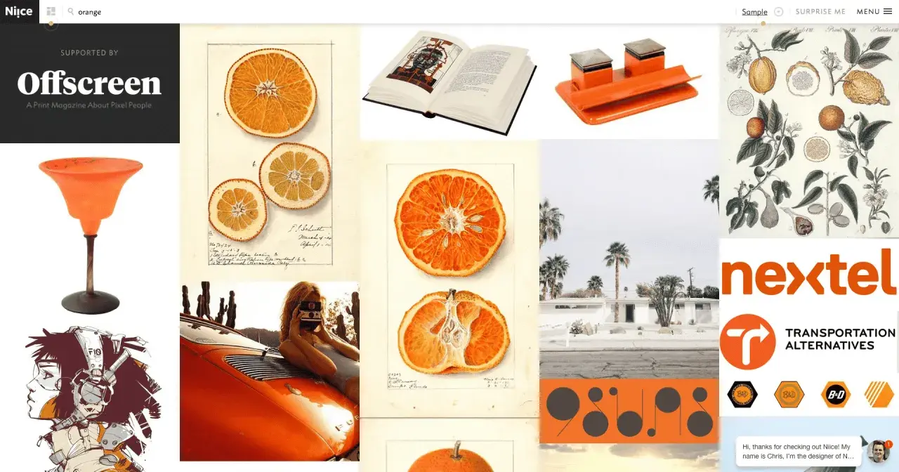 Moodboard mode : orange, de la décoration aux agrumes, en passant par des illustrations botaniques et une voiture vintage.
