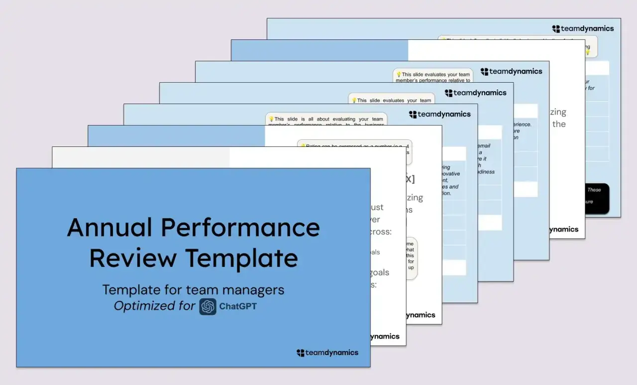 Annual Performance Review Template, a performance goal template for team managers, optimized for ChatGPT.