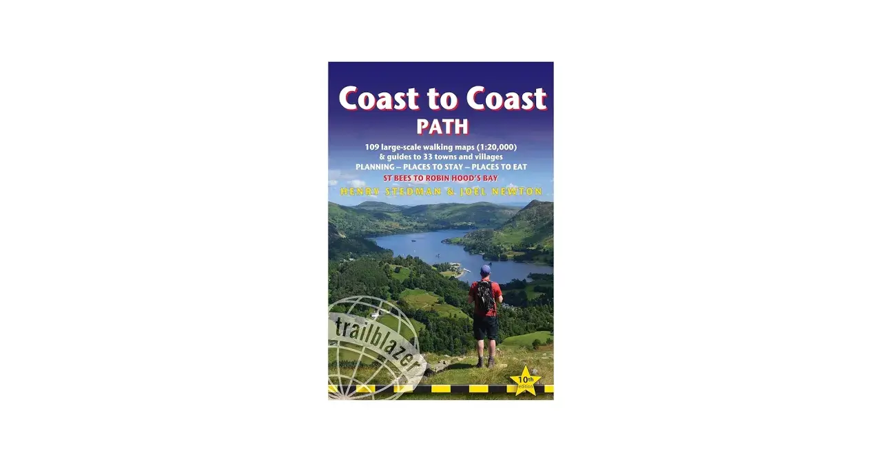 Cover of the "Coast to Coast PATH" guidebook, featuring a hiker overlooking a scenic lake and mountains, ready for their c2c hike.
