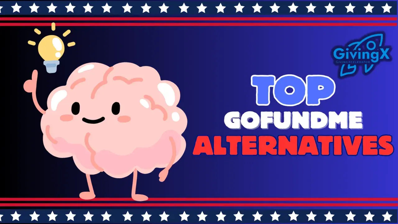 Cute brain with a lightbulb has an idea for top GoFundMe alternatives.