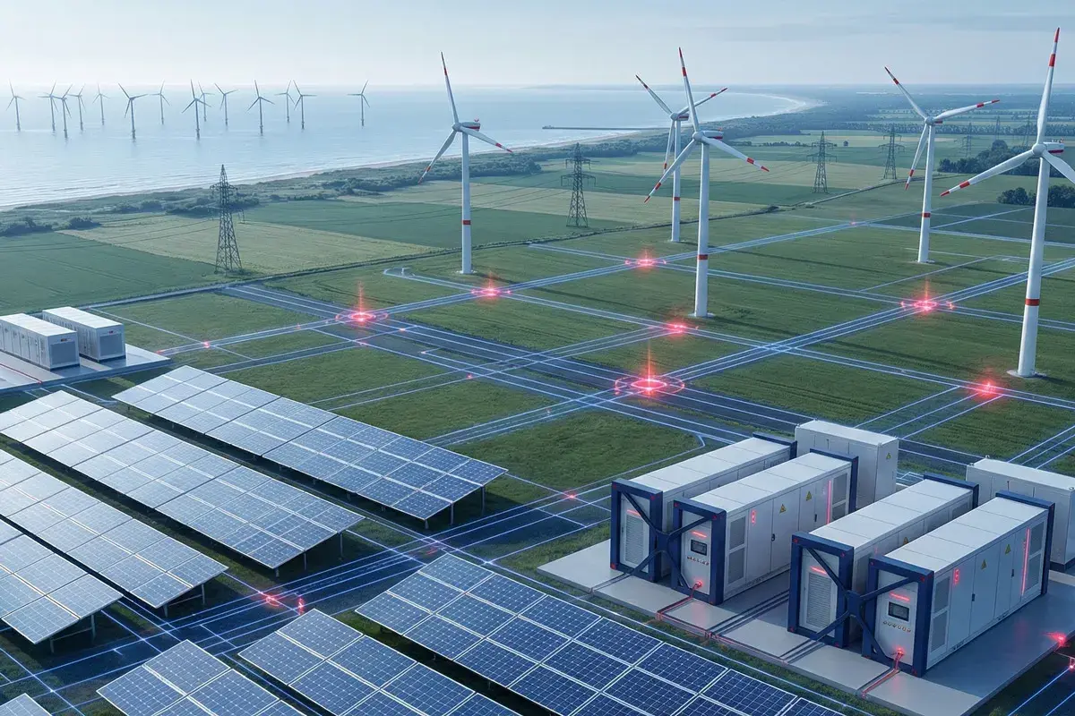 Nowoczesne farmy wiatrowe i panele słoneczne, połączone inteligentną siecią, tworzą przyszłość zielonej energii. Te **produkty OZE** to klucz do zrównoważonego rozwoju.
