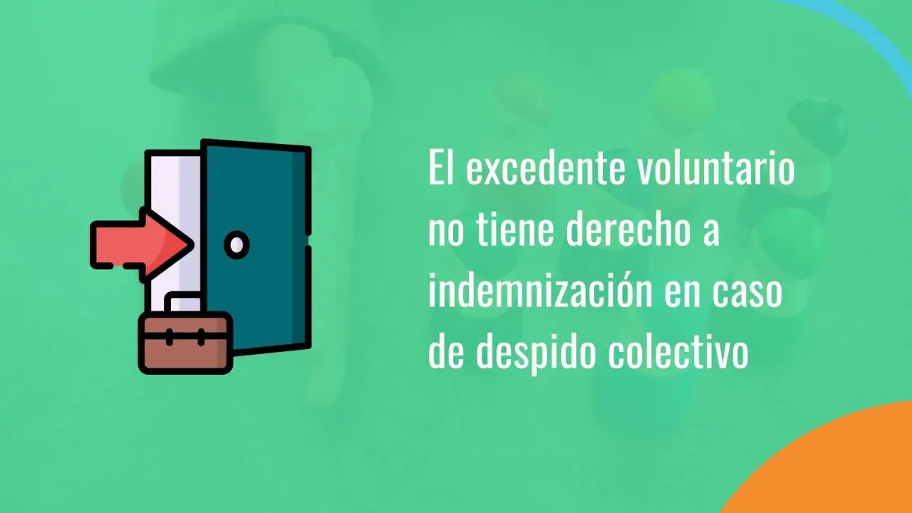 Icono de puerta abierta con maletín y flecha roja. El excedente voluntario no tiene derecho a indemnización en caso de despido colectivo.