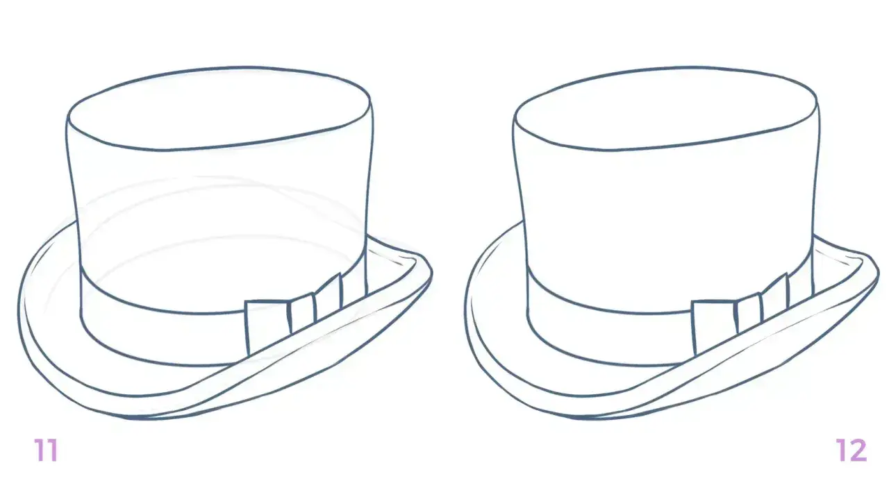 Dos sombreros de copa, uno con líneas internas para colorear. ¡Listos para darles vida con tus colores!