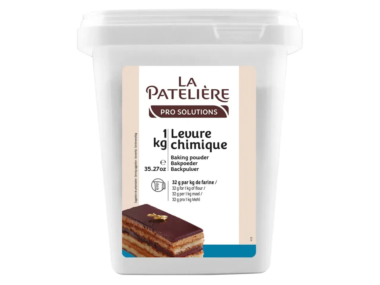 Un grand pot de 1 kg de levure chimique "La Pâtelière", idéal pour réussir toutes vos pâtisseries.