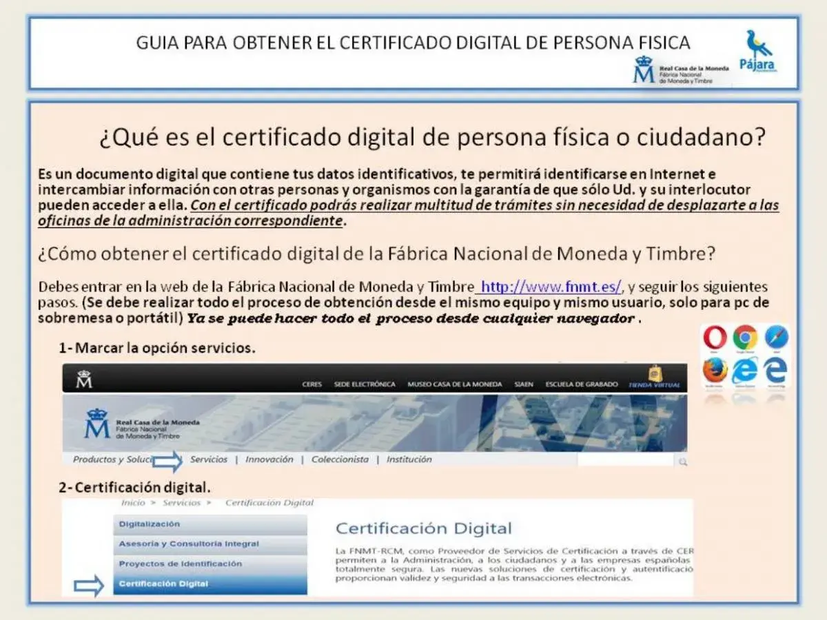 Guía para obtener certificado digital. La delegación de firma es posible desde cualquier navegador.