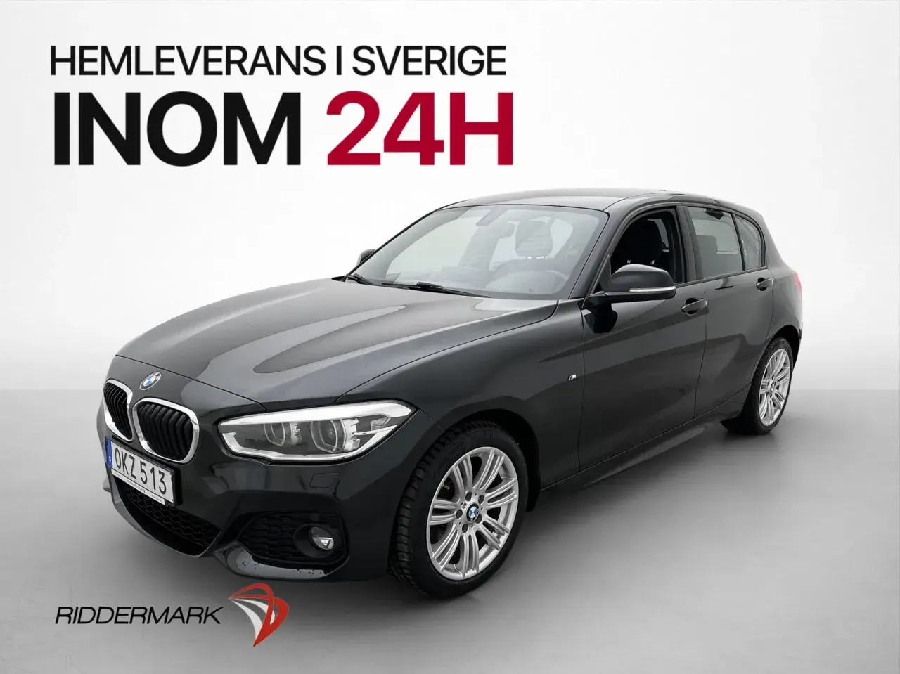 Mörkgrå begagnad BMW 1-serie, hemleverans inom 24h i Sverige.