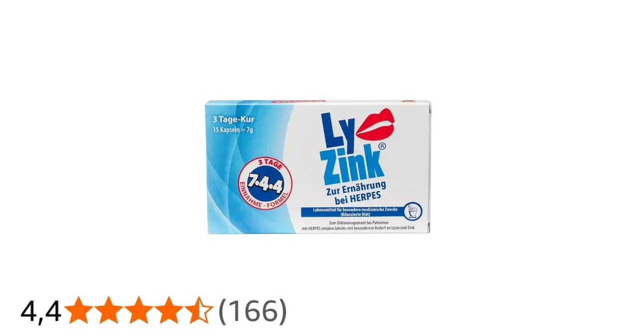Ly-Zink-Packung für die Ernährung bei HERPES. Enthält Lysin und Zink für Patienten mit besonderem Bedarf.