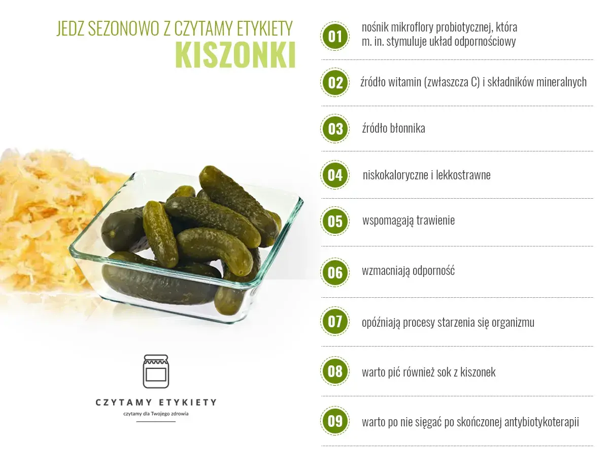 Kiszonki, jak kapusta kiszona, są zdrowe: bogate w probiotyki, witaminy i błonnik, wspierają trawienie i odporność.