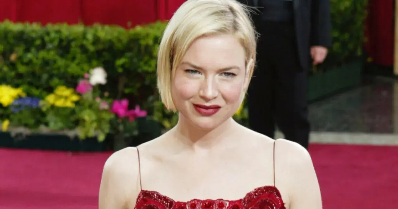 Renée Zellweger, znana z roli Bridget Jones, na czerwonym dywanie.
