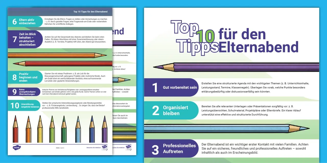 Top 10 Tipps für den Elternabend: Strukturierte Agenda, Organisation & professionelles Auftreten sind Schlüssel für erfolgreiche Elternabende.