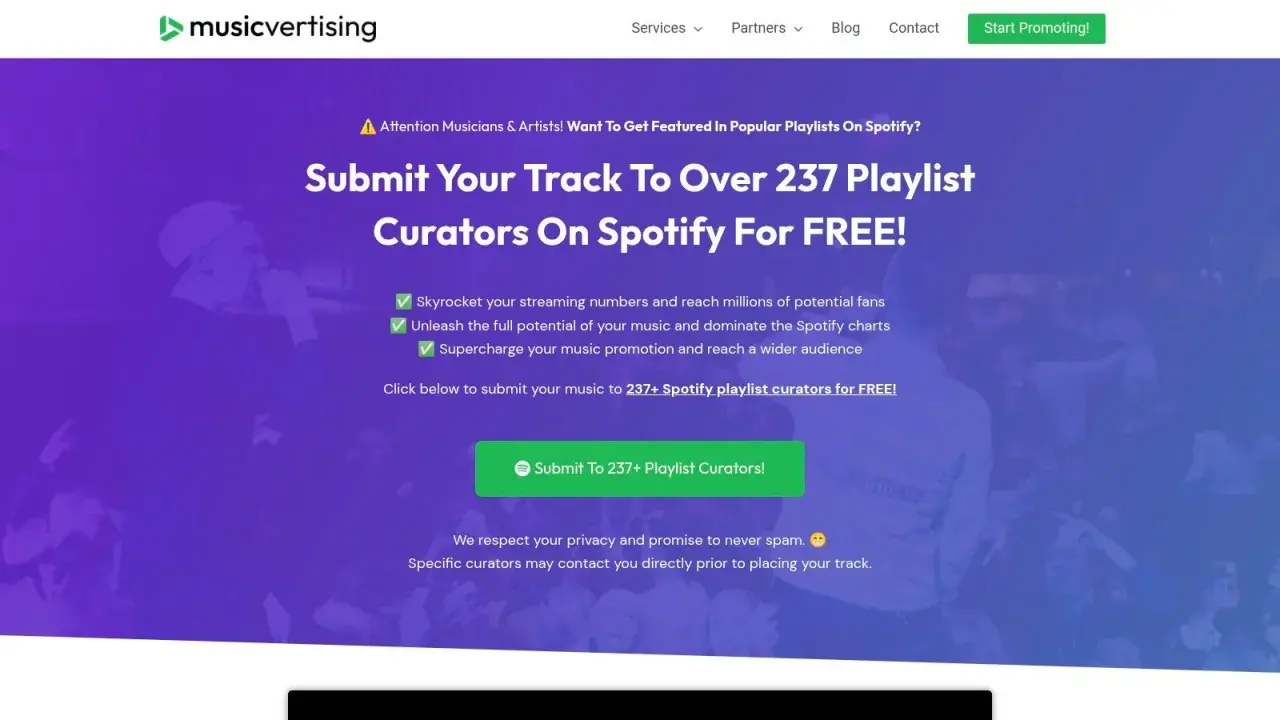 Submit your music to 237+ Spotify playlist curators for FREE! Boost your streams and reach new fans with expert playlist curators.