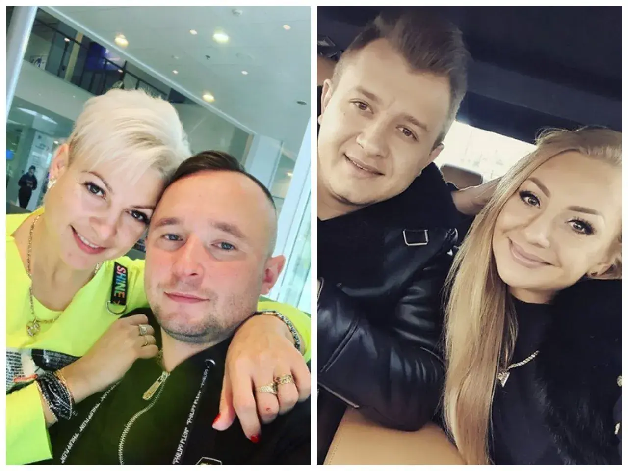 Magda Narożna i jej partner, Dawid Narożny, uśmiechają się do zdjęcia.