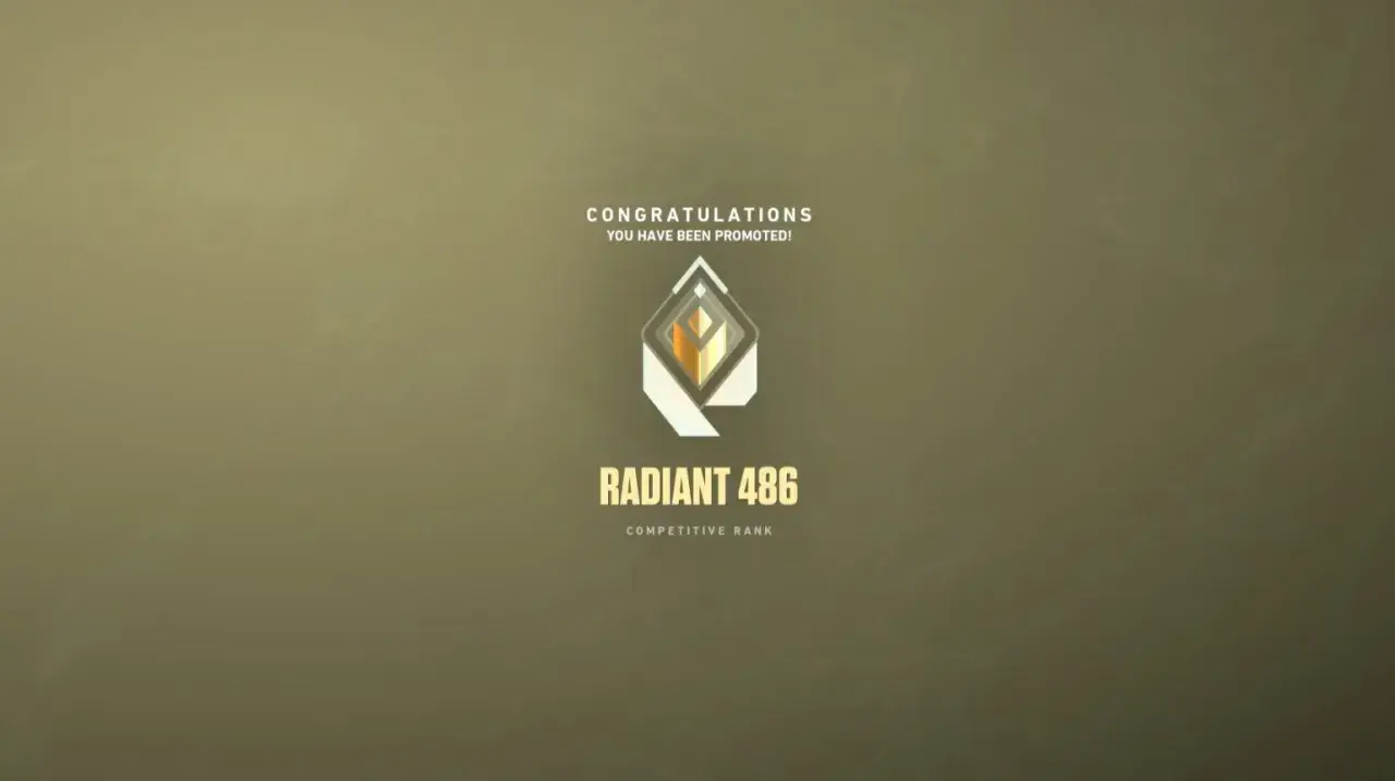 Awans do rangi Radiant 486 w Valorant! Gratulacje dla gracza, który osiągnął ten prestiżowy poziom w grze.
