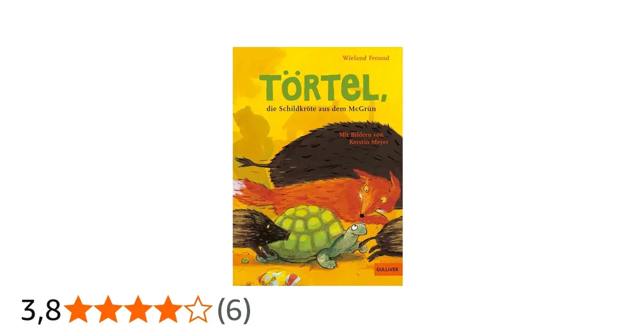 Törtel, die Schildkröte aus dem McGrün, schaut neugierig, während ein Fuchs und ein Igel näherkommen.