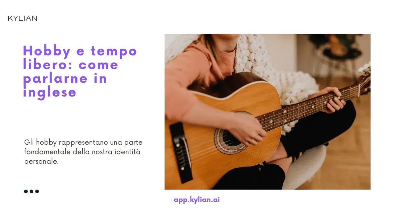 Ragazza suona la chitarra, un esempio di come parlare dei propri hobbies in inglese.