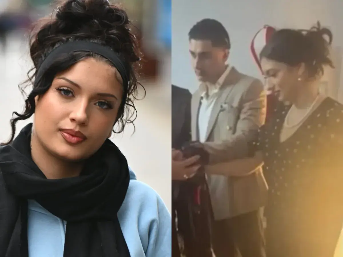 Viki Gabor w eleganckim stroju, obok niej mężczyzna w garniturze. Czy to zapowiedź ślubu?