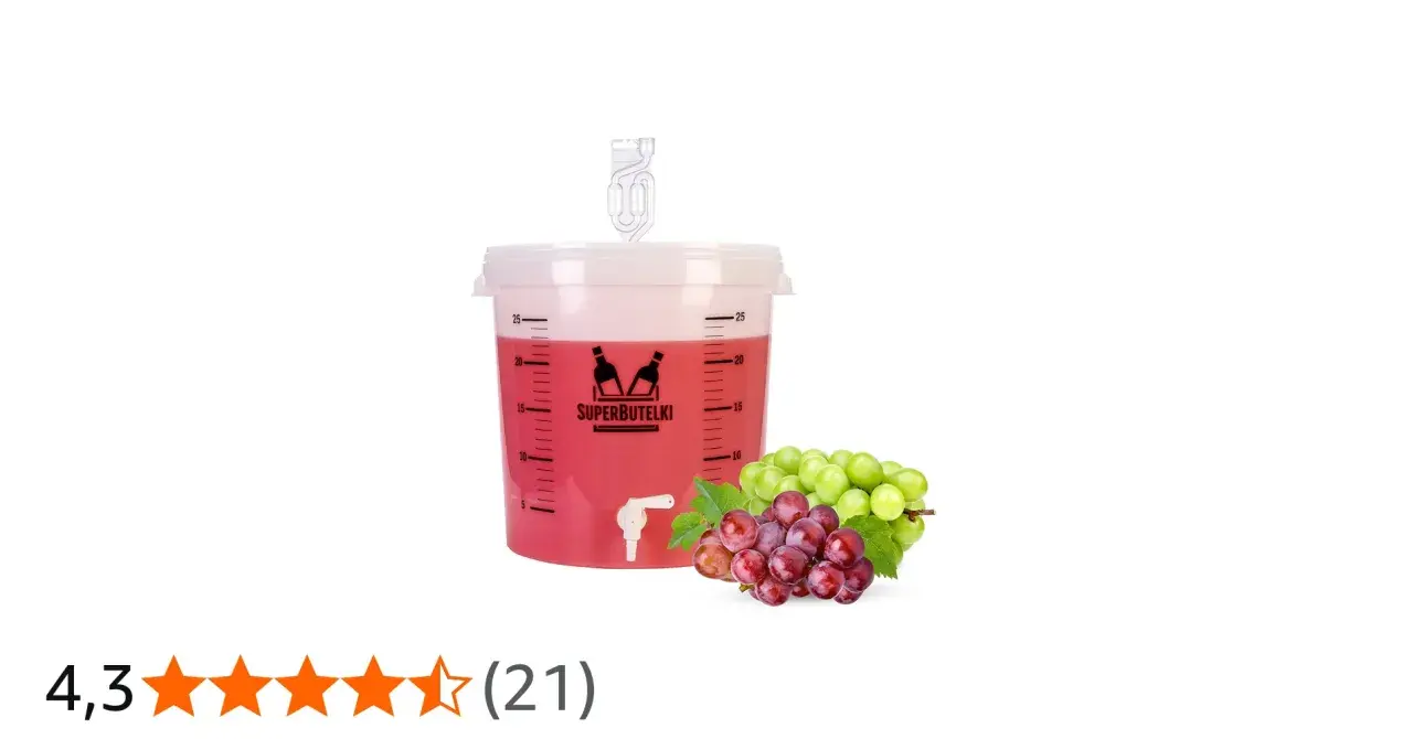 Wiadro fermentacyjne 15l z kranikiem, gotowe na domowe wino z winogron.