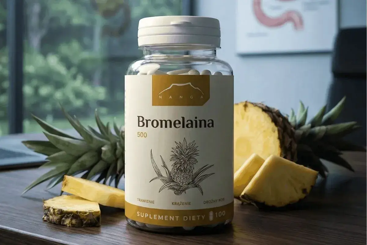 Suplement diety Bromelaina 500. Co to jest bromelaina? To enzym z ananasa, wspierający trawienie i krążenie.
