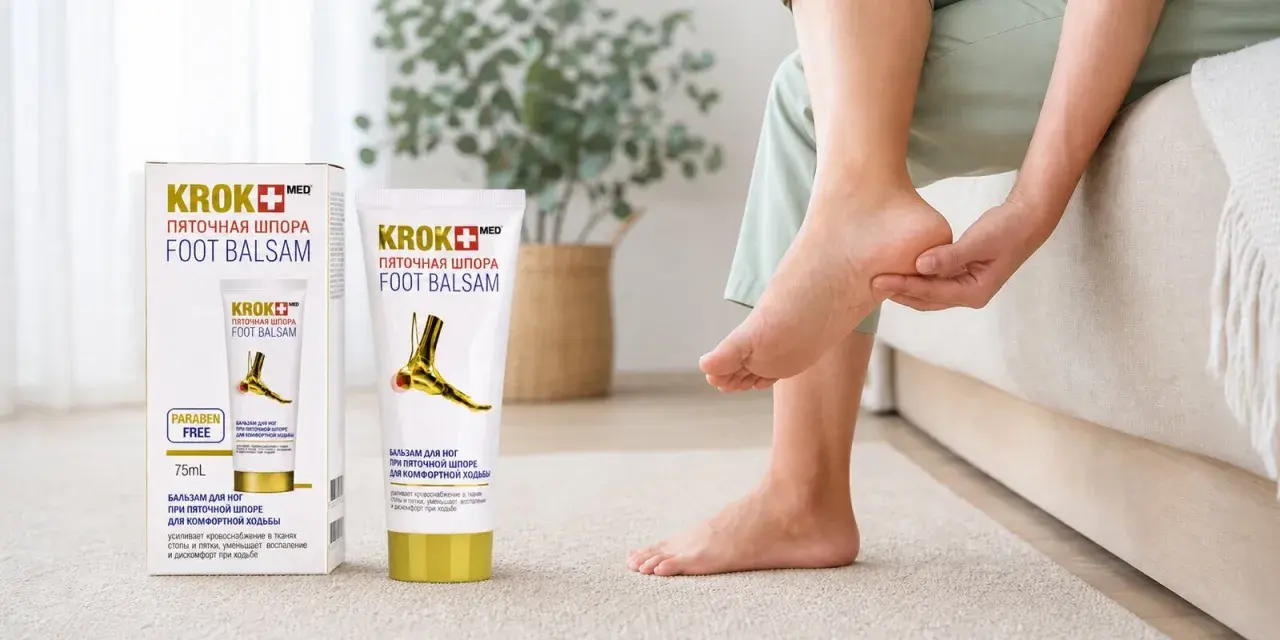 Ból pięty? Balsam Krok Med Foot Balsam na ostrogi piętowe przynosi ulgę i komfort chodzenia.