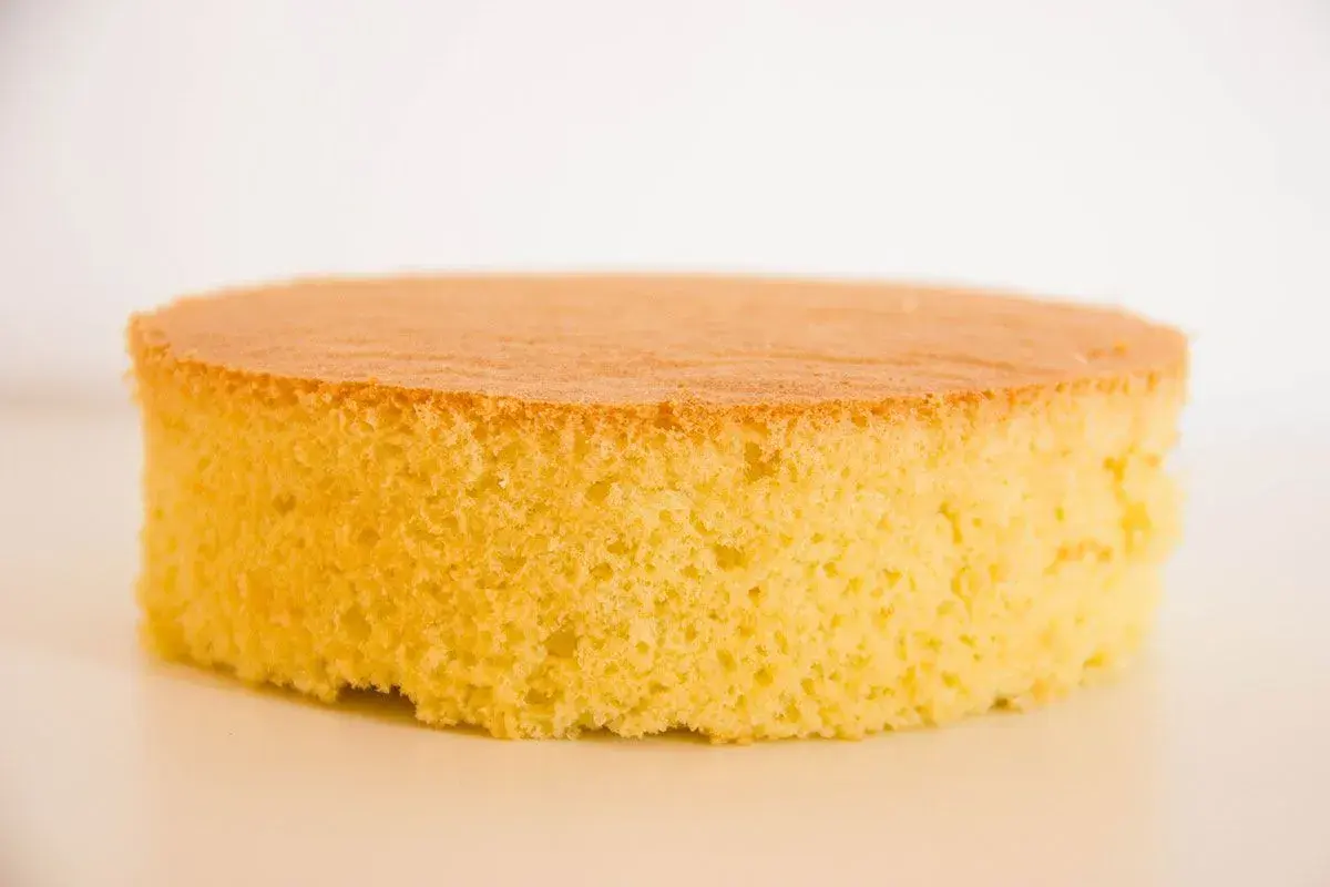 Base soffice di pan di spagna, pronta per essere farcita con crema e trasformata in una deliziosa torta.