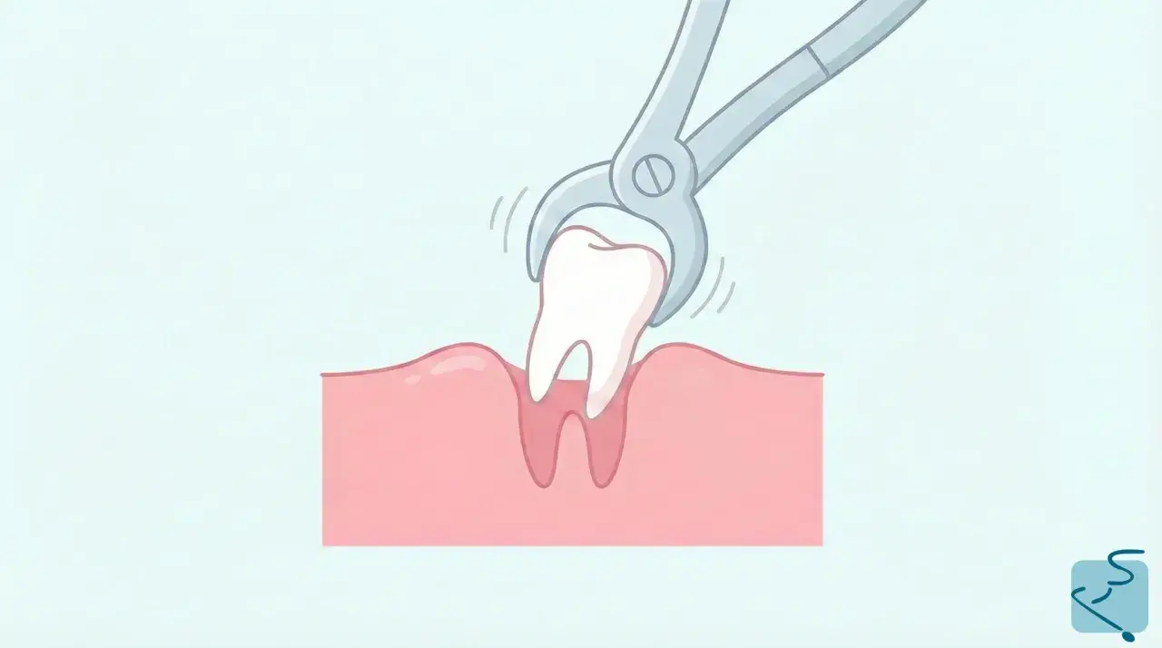 Ilustración de un diente siendo extraído con fórceps. Sí, duele sacarse una muela, pero a veces es necesario.