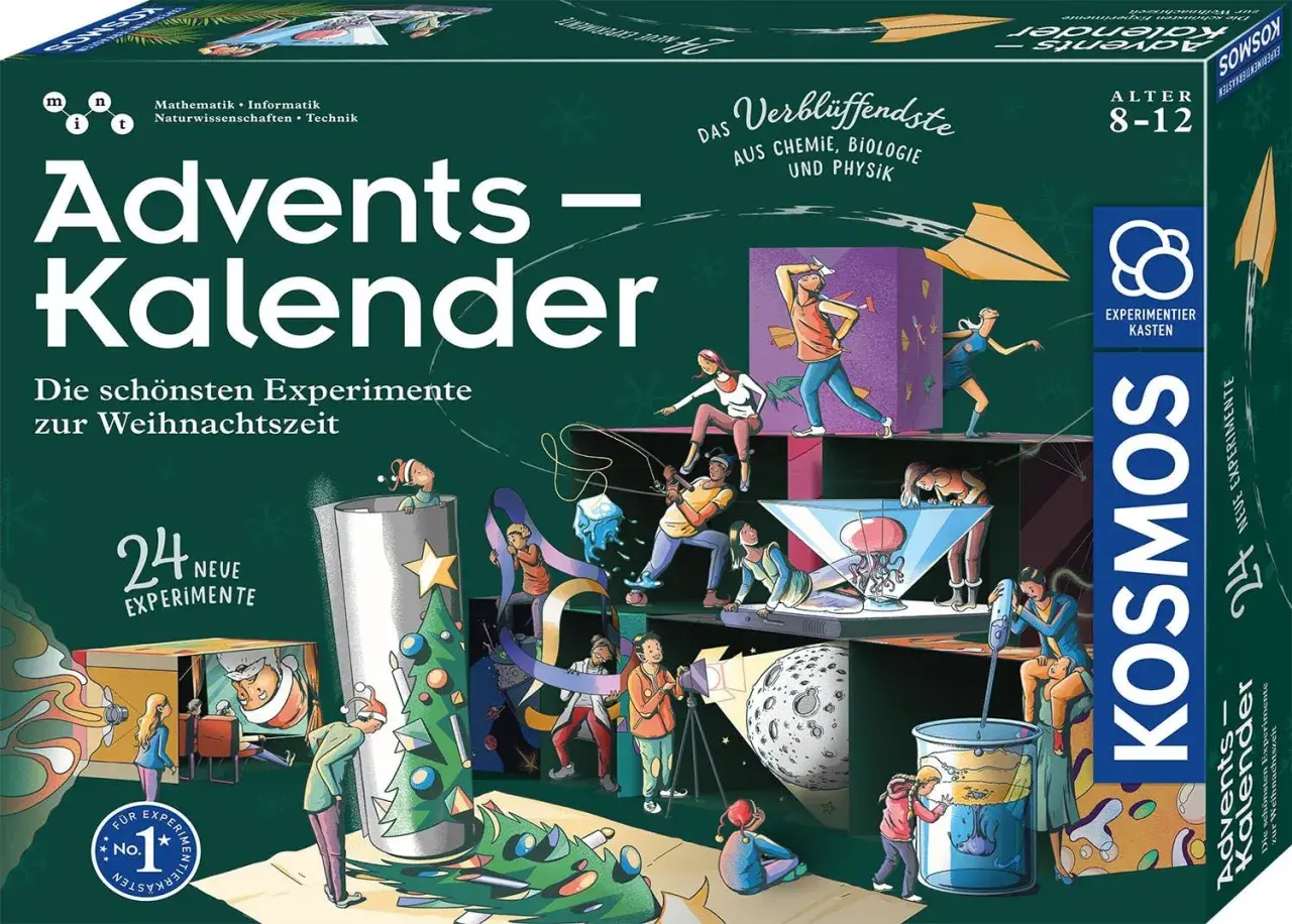 Kreative Adventskalender Schule Ideen: Kinder entdecken 24 spannende Experimente aus Chemie, Biologie und Physik.