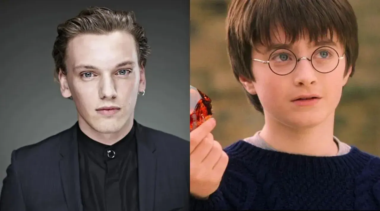 Jamie Campbell Bower obok młodego Harry'ego Pottera.