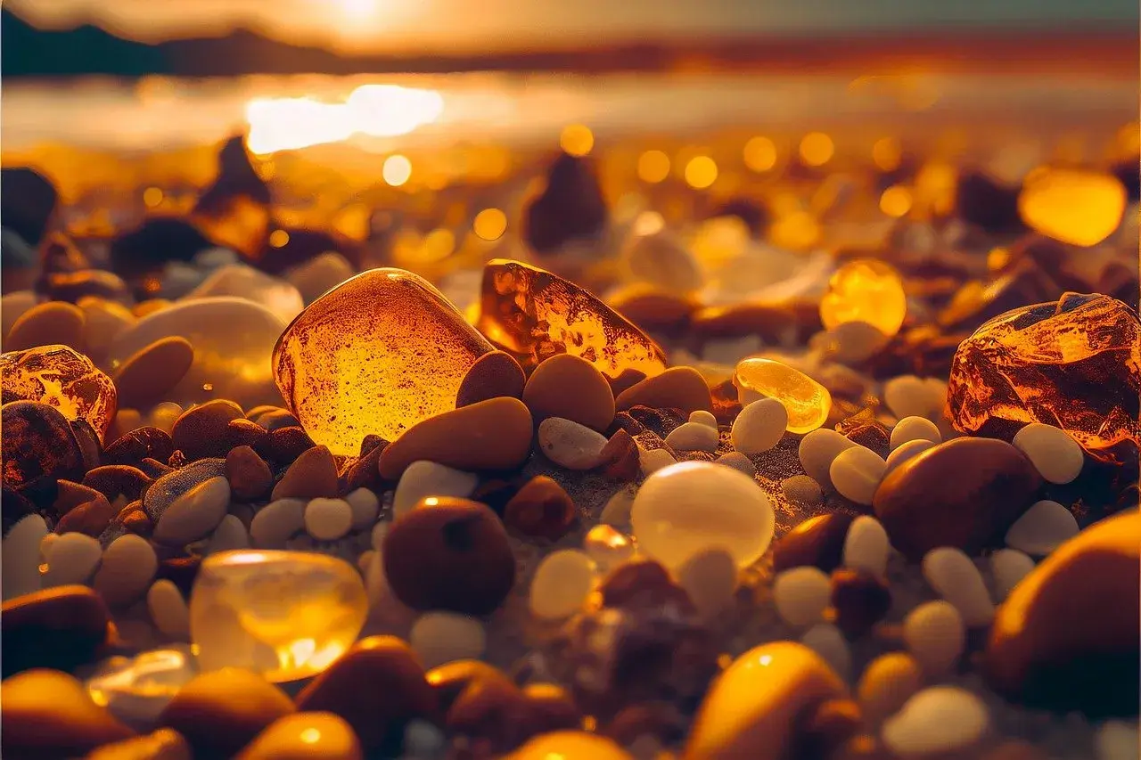 Bursztyny w Polsce można znaleźć na plażach Bałtyku. Te złociste kamienie lśnią w słońcu, przypominając o bogactwie polskiego wybrzeża.