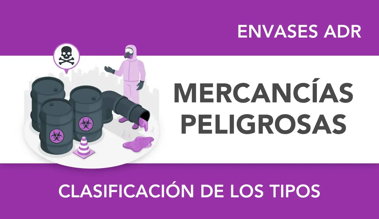 Barriles con símbolo de riesgo biológico y persona con traje protector. Clasificación de mercancías peligrosas, clase 0.