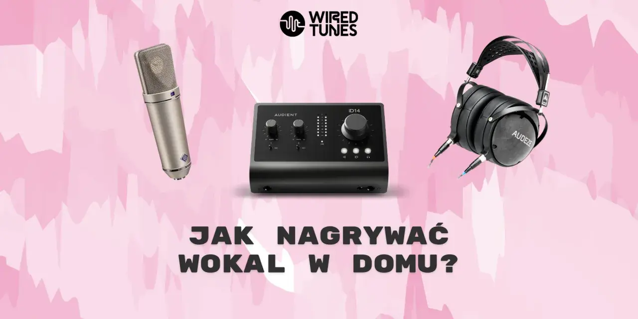 Profesjonalny mikrofon, interfejs audio i słuchawki do nagrywania wokalu w domu.