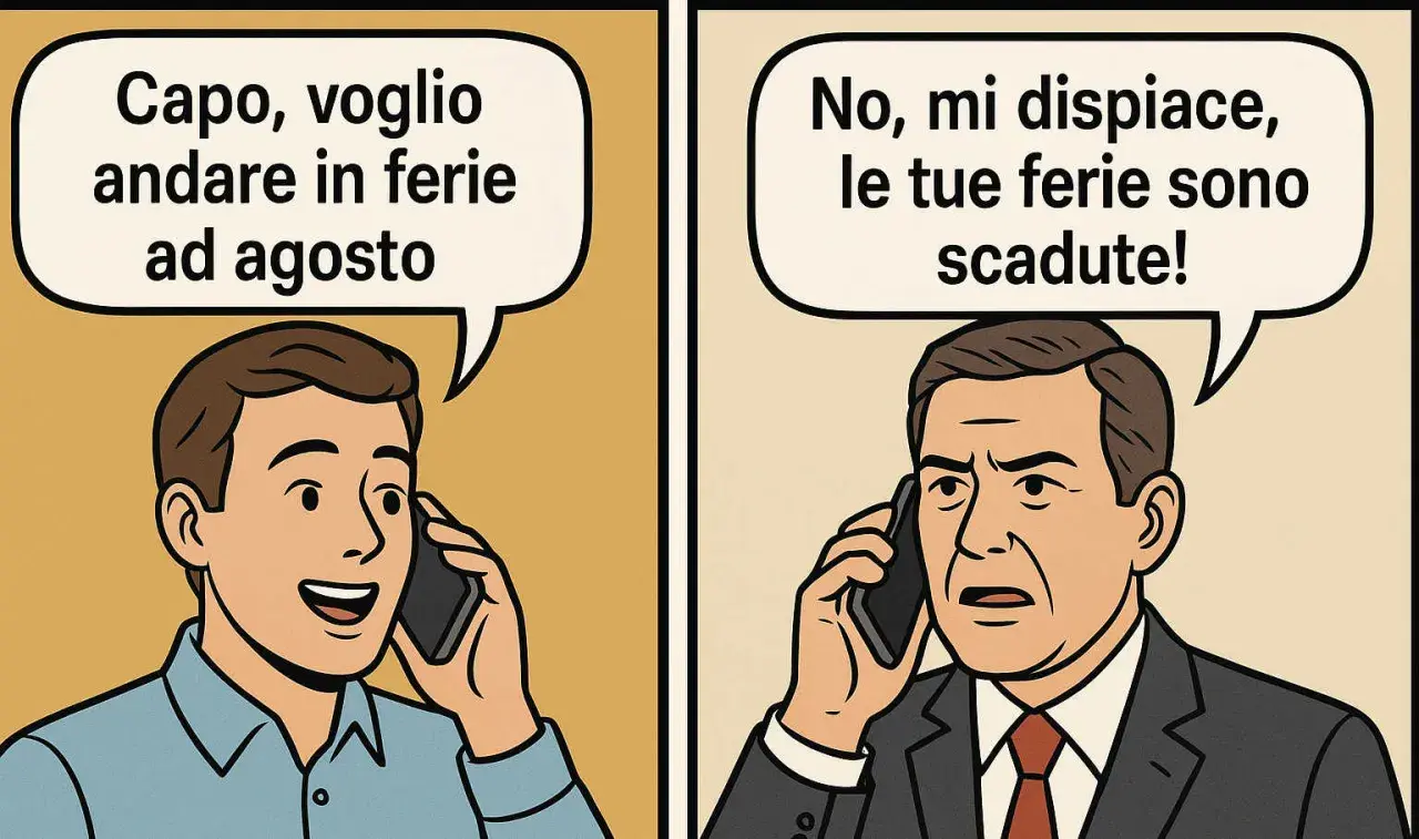 Un dipendente chiede ferie ad agosto, ma il capo risponde che le ferie dell'anno precedente sono scadute.