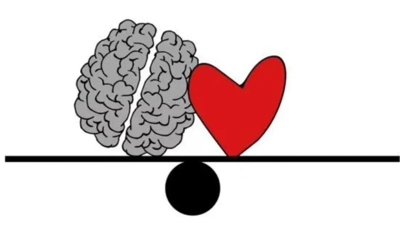 Bilancia tra cervello e cuore, metafora del sapiosessuale significato: l'attrazione intellettuale che guida l'emozione.