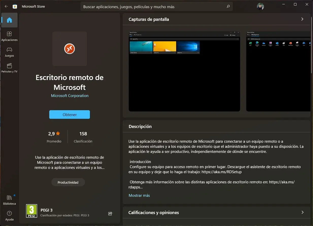 Microsoft Store: Escritorio remoto de Microsoft. Configurar escritorio remoto Windows 10 es fácil con esta app.