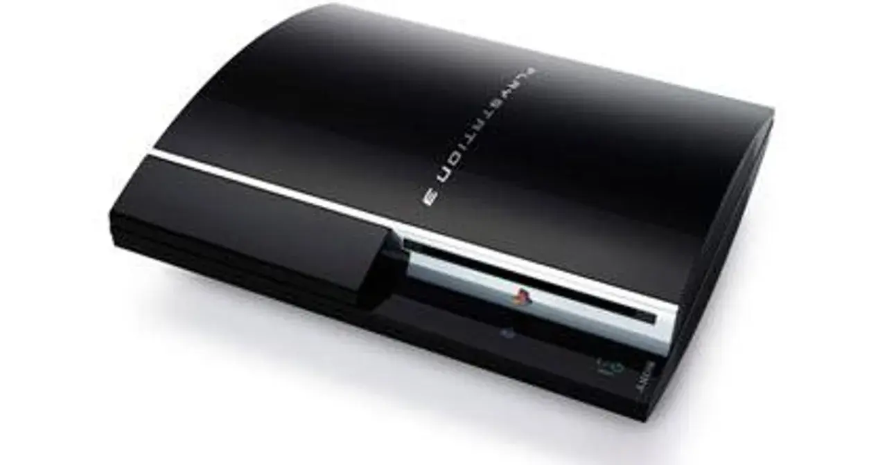 Konsola PlayStation 3 na białym tle.