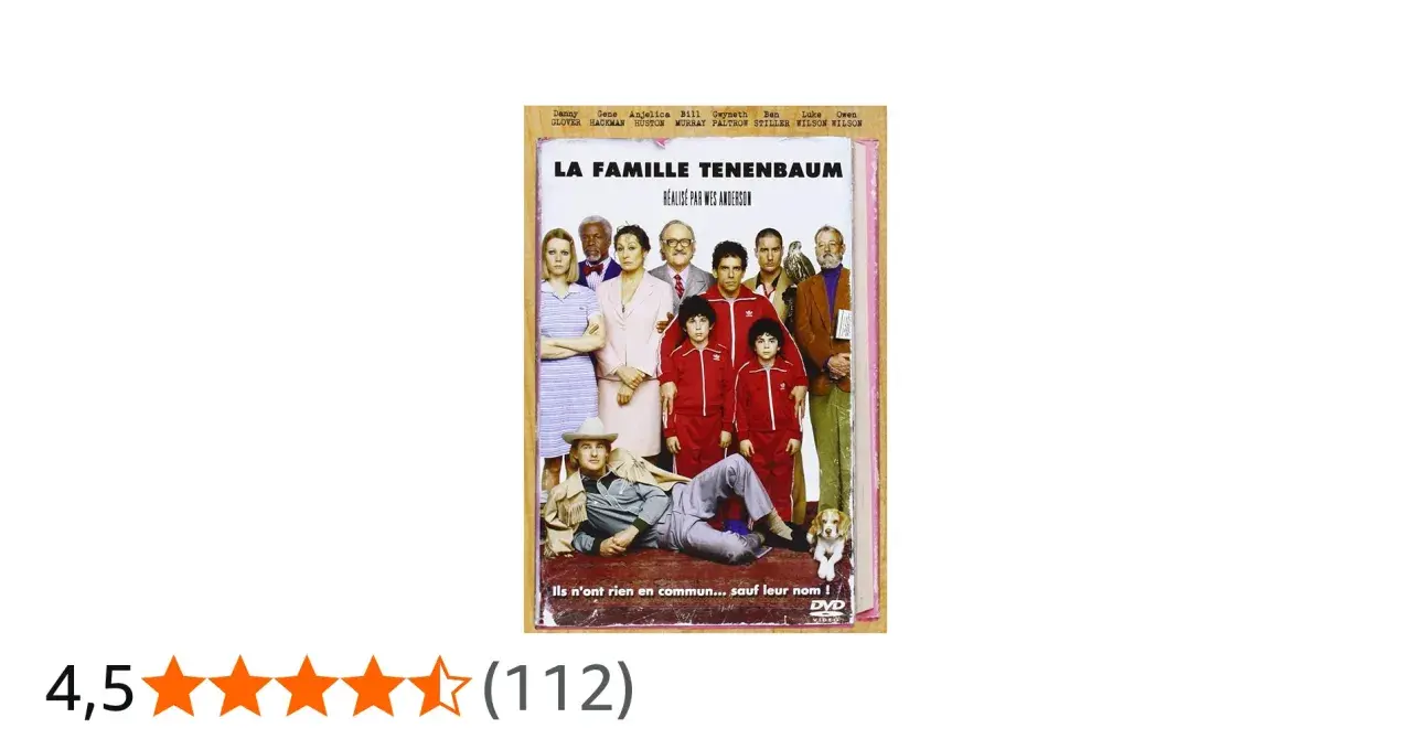 Affiche du film "La Famille Tenenbaum", avec la famille réunie, évoquant l'origine de leur nom.