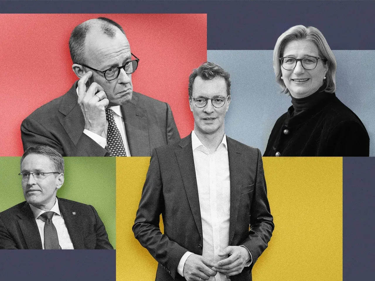Vier Politiker, die über die Deutschland Koalition diskutieren.