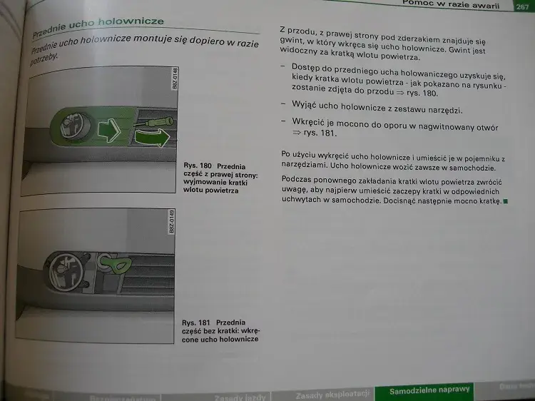 Audi A2: Ucho holownicze lokalizacja i montaż bez problemów