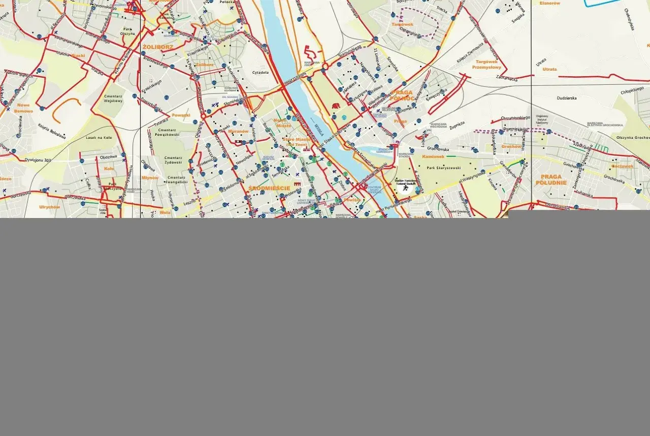Warszawa na rowerze! Mapa tras rowerowych w aplikacji. Odkryj ścieżki rowerowe stolicy.