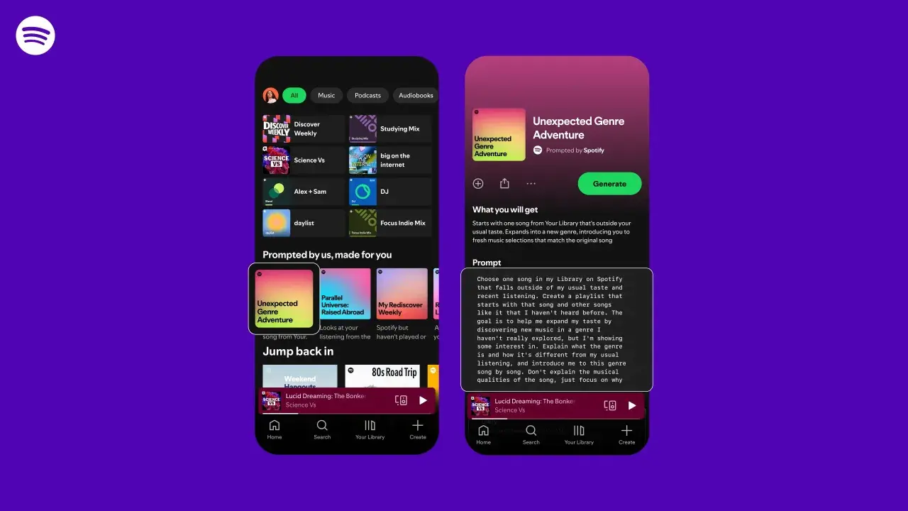 Spotify's "Unexpected Genre Adventure" feature helps you discover new music. Learn how to get a personalized playlist based on your library.