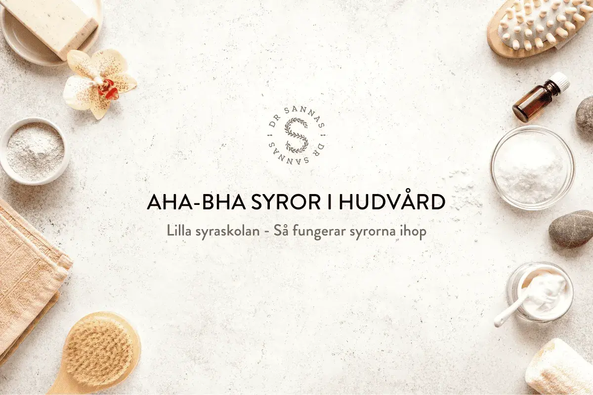 Hudvårdsprodukter med aha syror, som exfolierar och förnyar huden. Enkla ingredienser för en friskare hy.