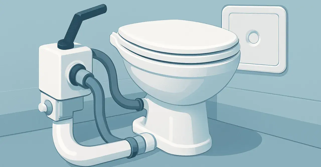 WC con pompa per lo scarico delle acque nere. Sistema di scarico efficiente e compatto.