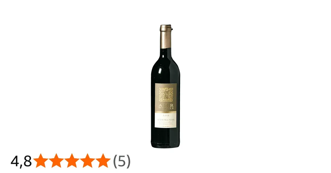 Flasche Spätburgunder Qualitätswein Halbtrocken von der Ahr, bewertet mit 4,8 Sternen. Ein toller Rotwein von der Ahr!