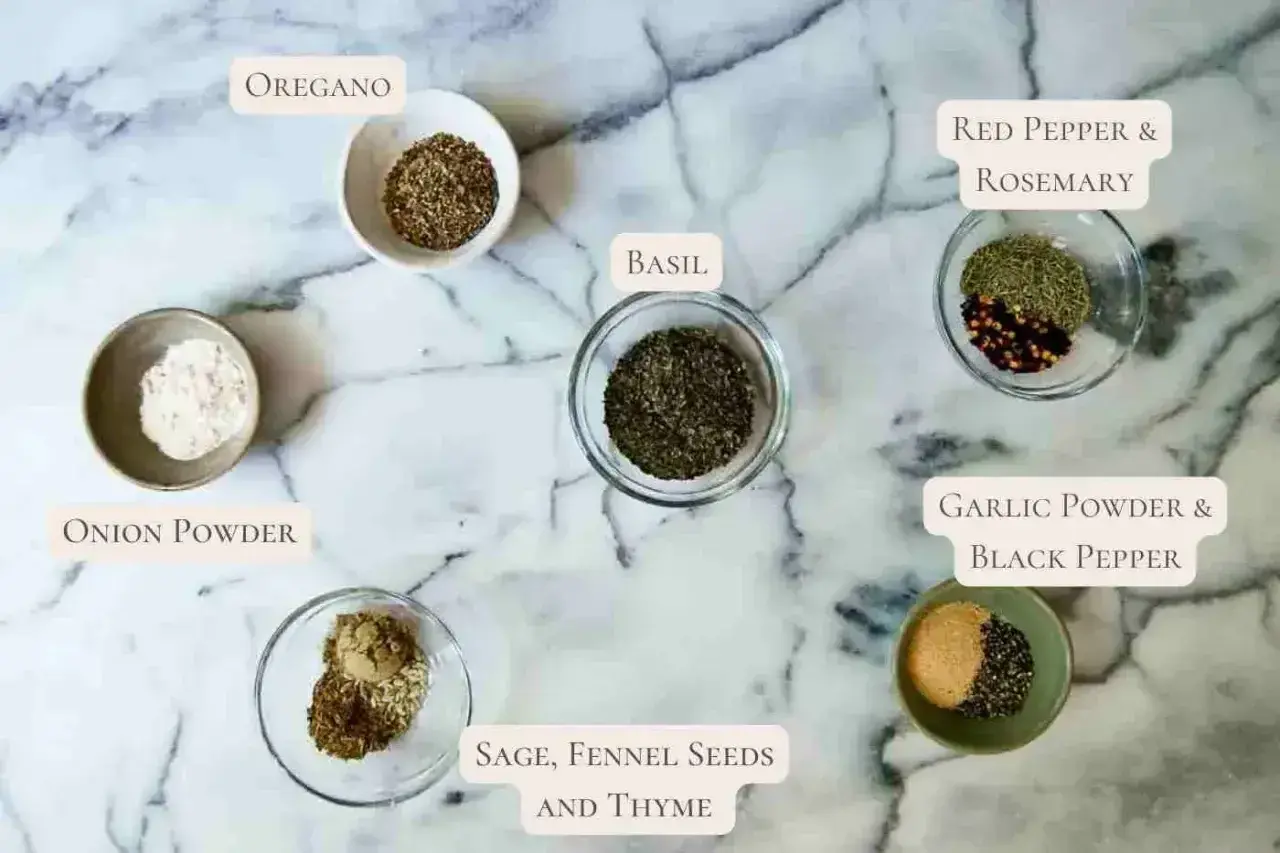 Idealne przyprawy do spaghetti: oregano, bazylia, czosnek, cebula, rozmaryn, tymianek, nasiona kopru i pieprz.