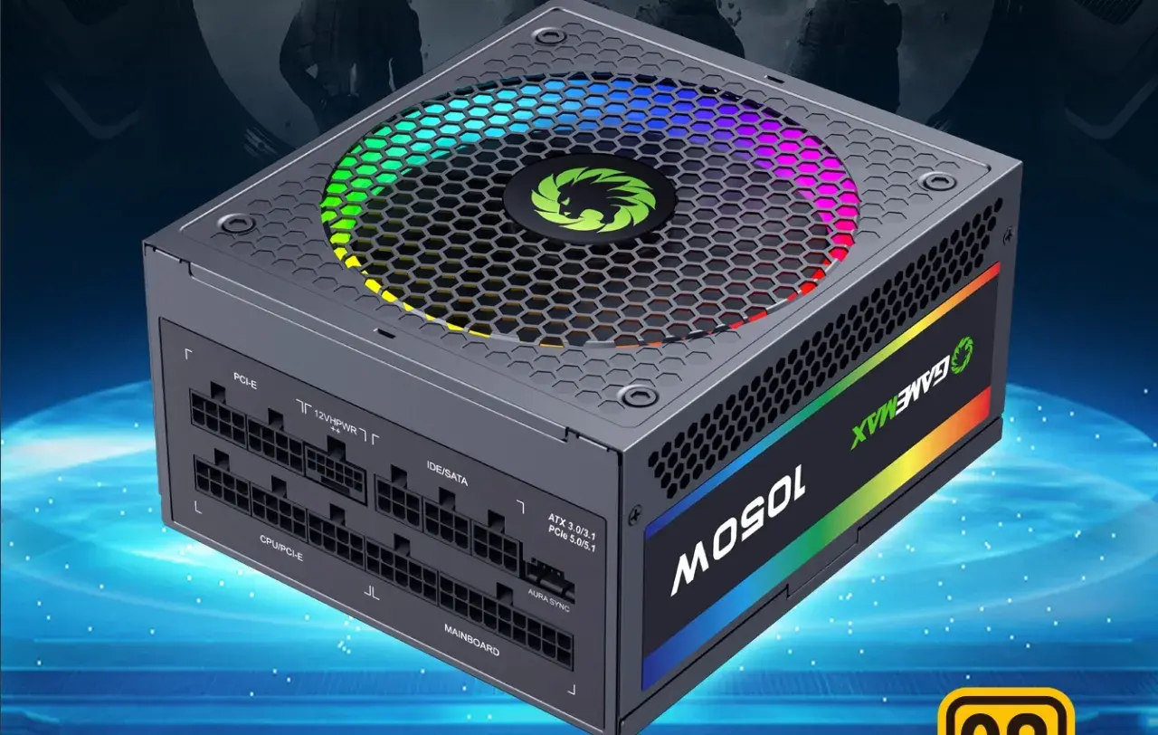 MOSOL 1050W Netzteil mit 80 Plus Bronze Zertifizierung und RGB-Lüfter. Ideal für leistungsstarke Gaming-PCs.