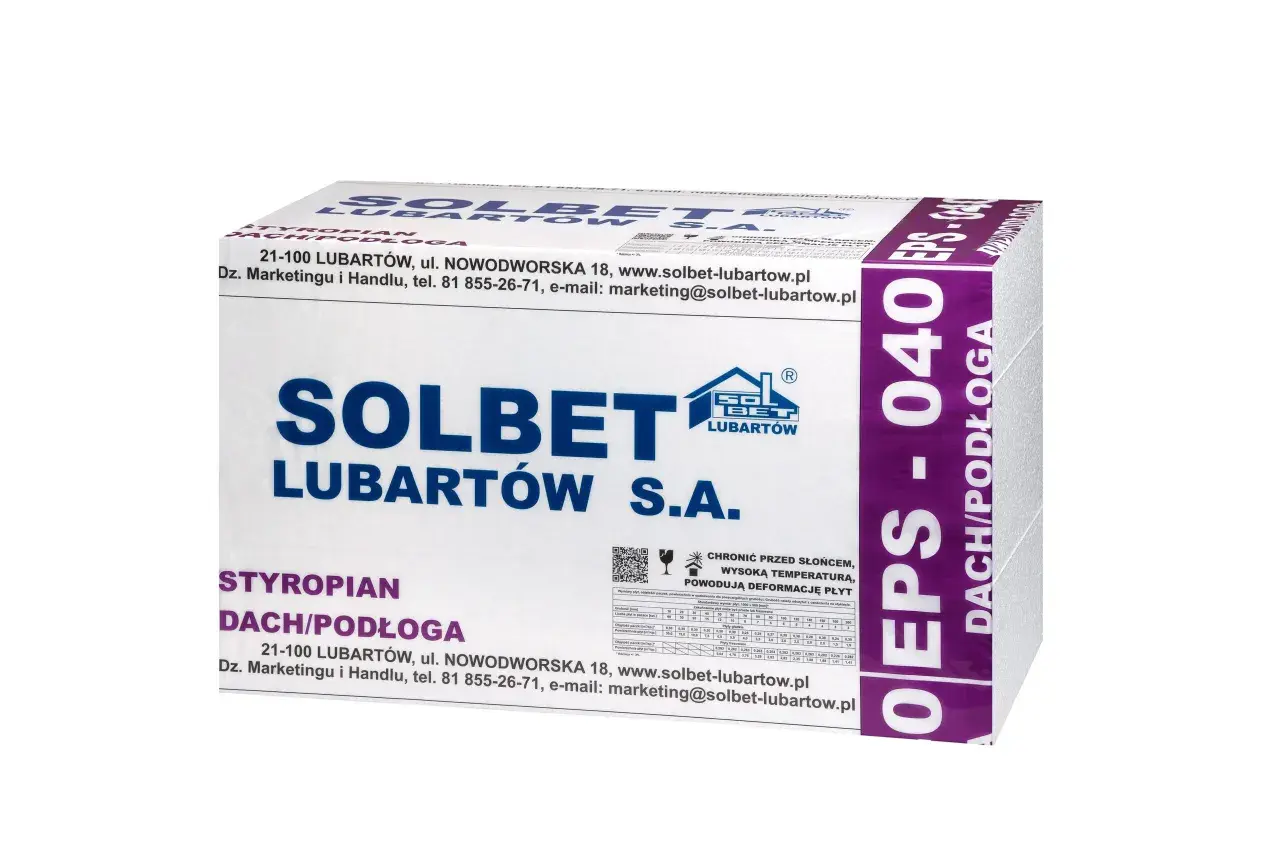 Opakowanie styropianu Solbet EPS 040 Dach/Podłoga. Idealny wybór, jeśli zastanawiasz się, jaki styropian na podłogę wybrać.